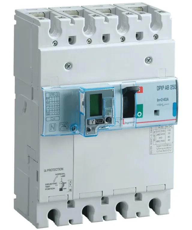 Legrand DPX³ 250 moulded-case circuit breaker — 240A, 4 poles, 36kA Icu at 400V, IP30 — 420733