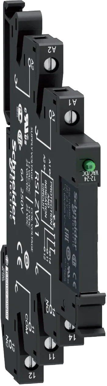 Slim interface relay with socket RSL1PVBU — 24 V AC/DC
