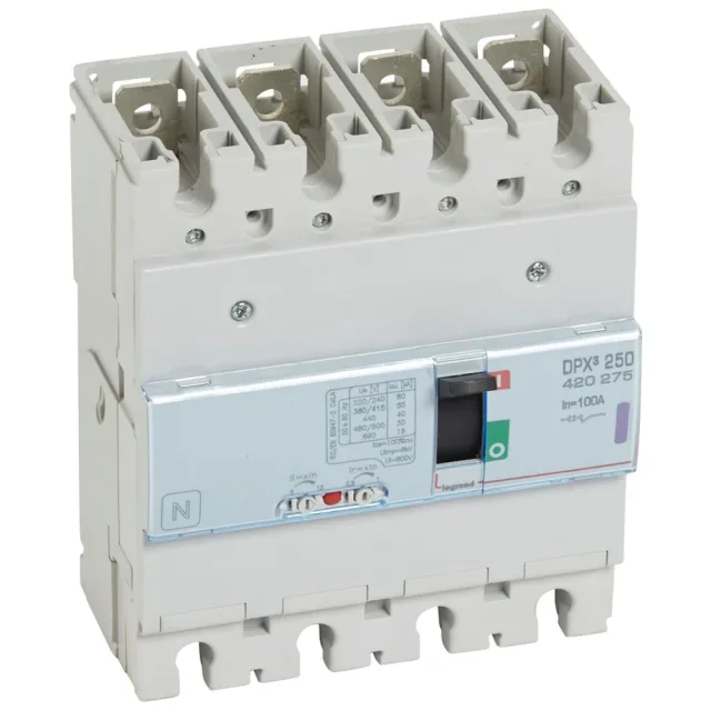 Disjoncteur magnétothermique DPX³250 pouvoir de coupure 50kA 400V~ – 4P – 100A — Legrand — 420275