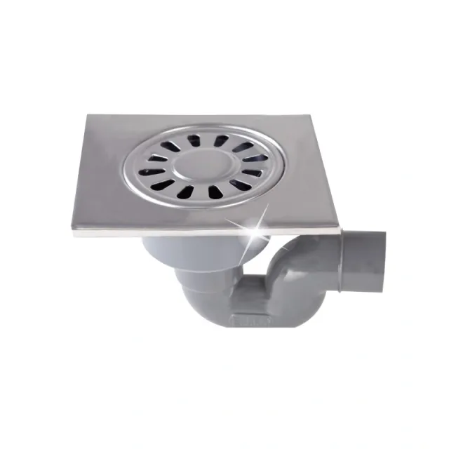 Trapped floor drain PVC stainless steel 15 × 15 anti-odour-anti-insect — EJIM JSB1113
