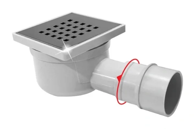 Floor drain in PVC adjustable 10 × 10 grate stainless steel square EJIM JSB1103