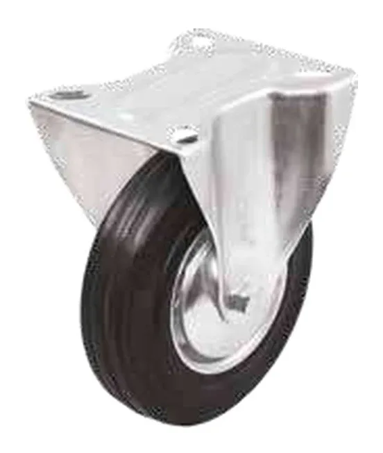 Fixed caster in black rubber, with screw mounting plate — 801000