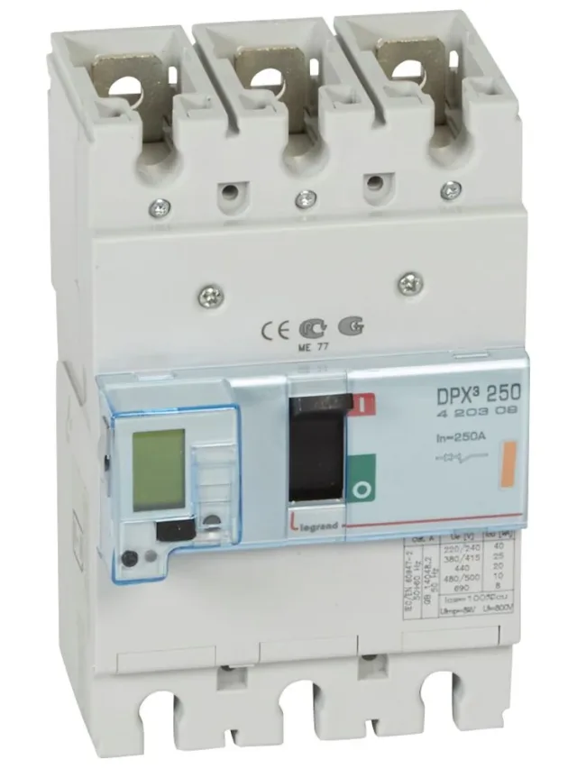 Legrand DPX³ 250 electronic moulded-case circuit breaker — 250A, 3 poles, 25kA Icu at 400V, IP30 — 420309