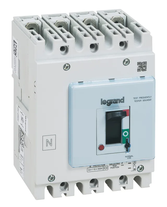 Legrand DPX³ 125 HP thermal-magnetic moulded-case circuit breaker — 80A, 4 poles, 36kA Icu at 400V, IP30 — 423637
