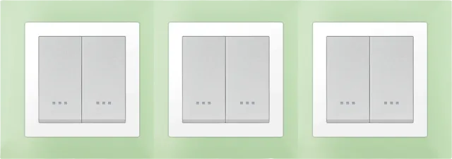 STIEL ALPHA Quadro 6-module square anise green cover plate with chrome trim