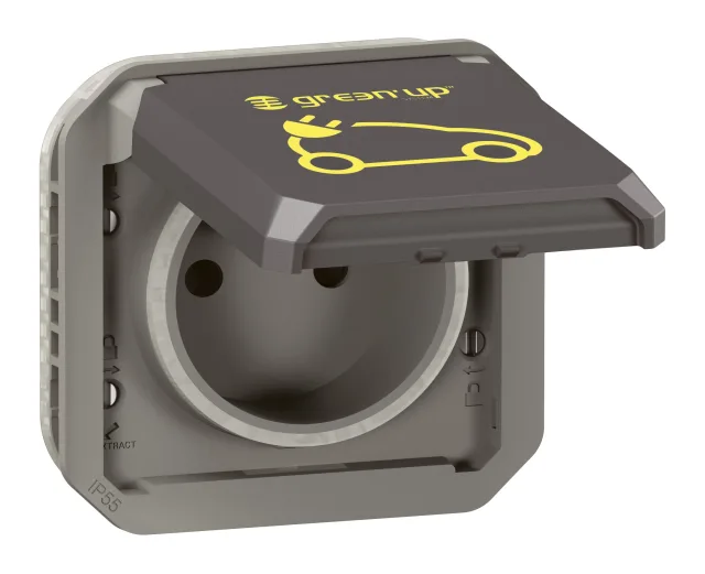 Prise de recharge pour véhicule électrique Green&rsquo;up Access Plexo composable anthracite – 16A 230V — Legrand — 069885L