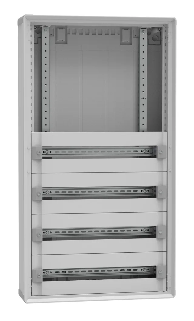 Coffret de distribution plastique en saillie 4 rangées 24 modules et 400mm d&rsquo;espace dédié – hauteur 1050mm – XL³ HP 160 — Legrand — 1CO4ER24SPL