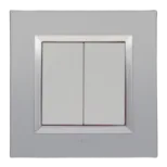 Decorative wall plate BELLA square matt silver / frame chrome — SOMEF 43P32AOC