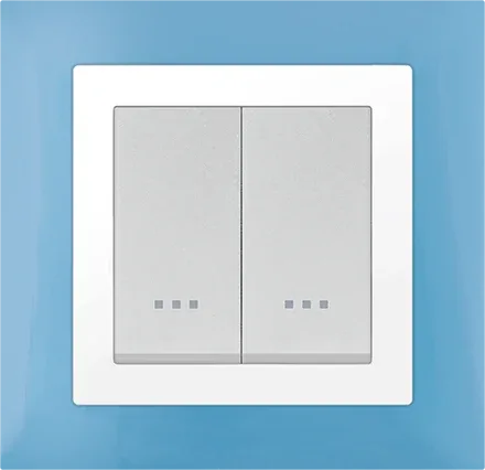 STIEL ALPHA Quadro 2-module square pastel blue cover plate with chrome trim
