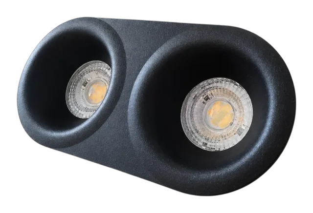 LUMOS rounded raised DUO black recessed spotlight trim