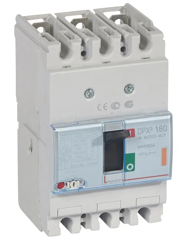 Disjoncteur magnétothermique DPX³160 pouvoir de coupure 25kA 400V~ – 3P – 160A — Legrand — 420047