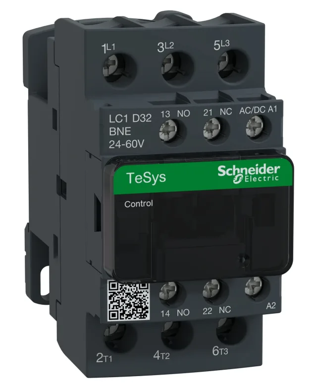 TeSys Deca Advanced LC1D32BNE contactor — 3P, 15 kW / 400 V, 24 to 60 V AC/DC control