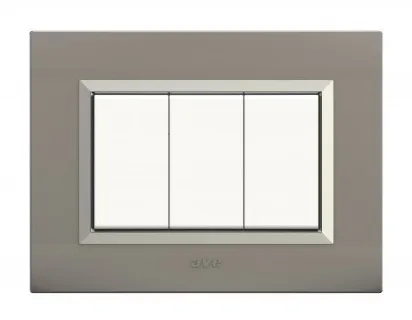 Plates NOVA 45 rectangular matt silver with frame chrome 3 modules — SOMEF 45PLN03AOC