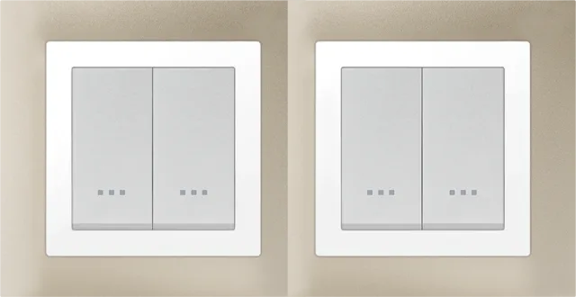 Plaque carrée 4 modules champagne à enjoliveur chromé STIEL ALPHA Quadro