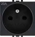 Prise 2P+T 20A 250V noir carbone STIEL ALPHA