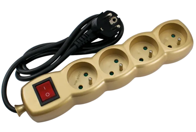 STIEL power strip gold with switch – 4 sockets