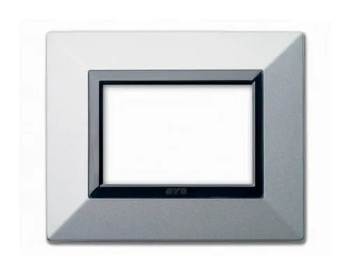 Plaque ZAMA 44 rectangulaire argent opaque 3 modules — SOMEF 44P93AO