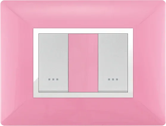 STIEL ALPHA Élégance 2-module rectangular pink cover plate with chrome trim