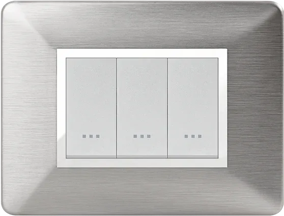 STIEL ALPHA Élégance 3-module rectangular titanium brushed aluminium cover plate