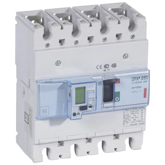 Disjoncteur électronique avec unité de mesure DPX³250 pouvoir de coupure 36kA 400V~ – 4P – 100A — Legrand — 420445