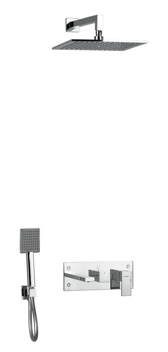 Bath and shower mixer concealed 3 outlets with wall rain shower El Jem — SOPAL 06FAA04