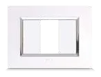 Plaque BELLA 43 rectangulaire 1 modules blanc / cadre chromé — SOMEF 43PY01BLC