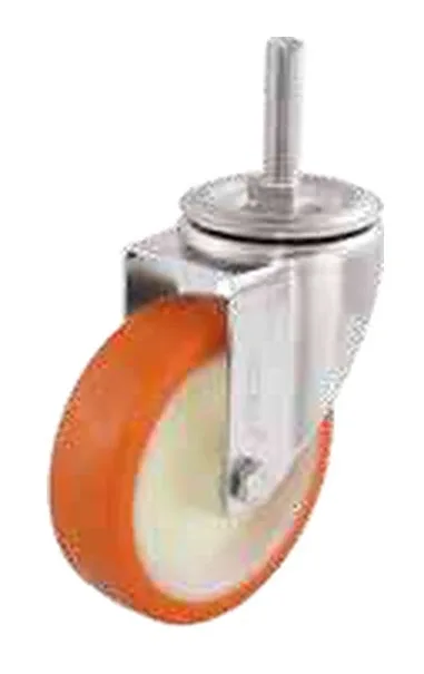 Swivel caster in sheet steel with stem, polyamide wheel with polyurethane tread — 817000