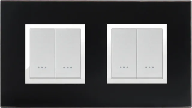 STIEL ALPHA Prestige 4-module square black glass cover plate