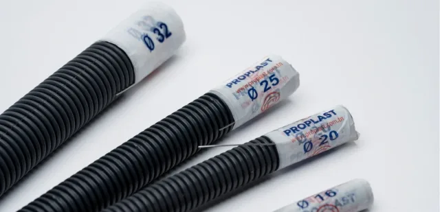 ELECTROPRO grey corrugated conduit with draw wire