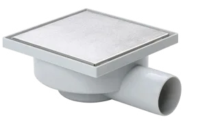 Floor drain with satin stainless steel tile-insert grate — SOPAL