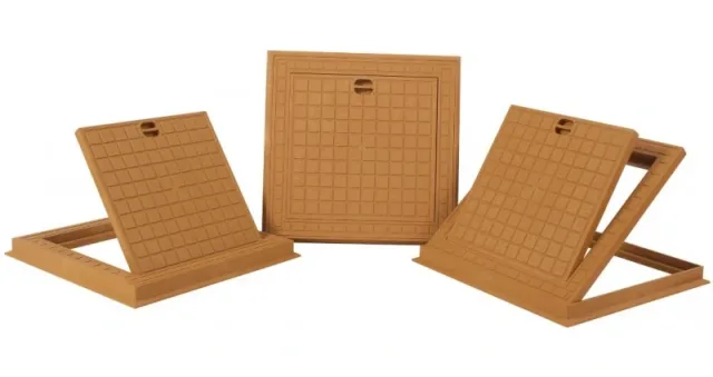 Inspection cover PP double hatch caramel 500 × 500 — EJIM JCA4046