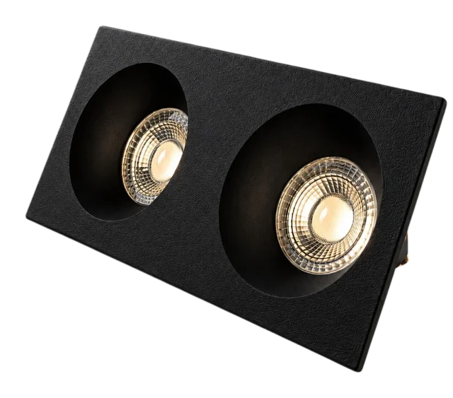LUMOS square DUO black recessed spotlight trim