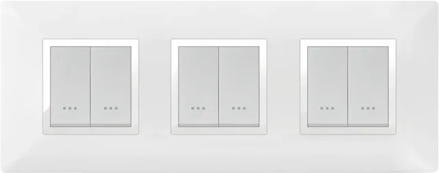 STIEL ALPHA Élégance 6-module square snow white cover plate with chrome trim