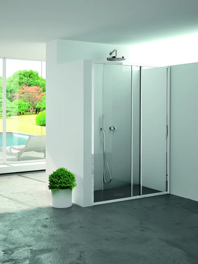 Shower enclosure Lena recess one sliding door + one fixed panel — SOPAL
