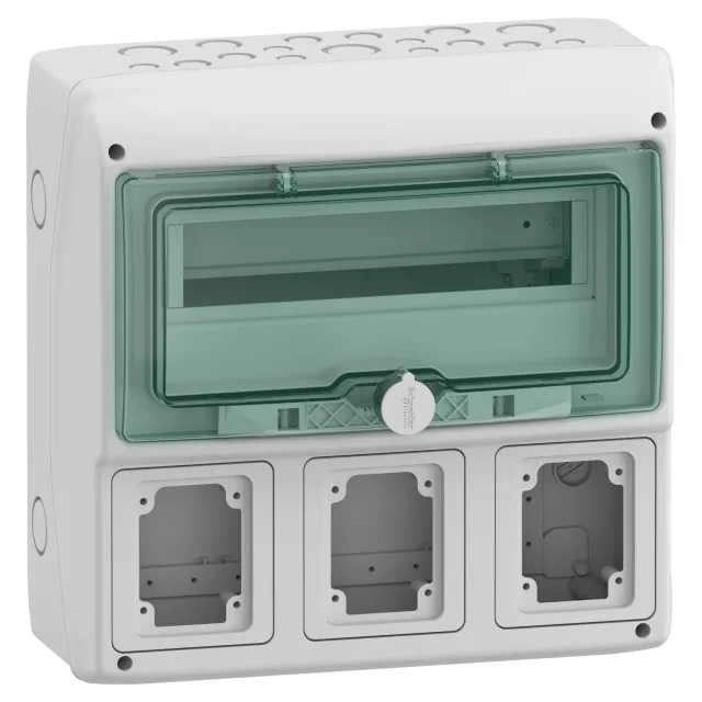 Mureva 13180 socket enclosure — 12 modules, 3 openings, IP65