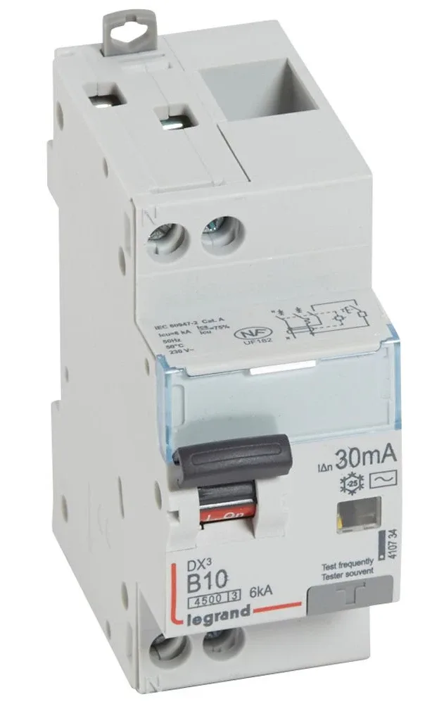 Legrand DX³ RCBO — 10A, 2 modules, IP20 — 410734