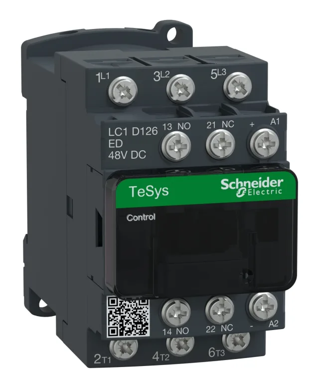 TeSys Deca LC1D126ED contactor — 3P, 12 A AC-3/AC-3e, 48 V DC control