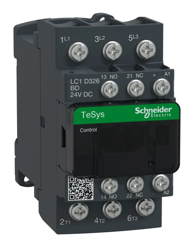 TeSys Deca LC1D326BD contactor — 3P, 32 A AC-3/AC-3e, 24 V DC control