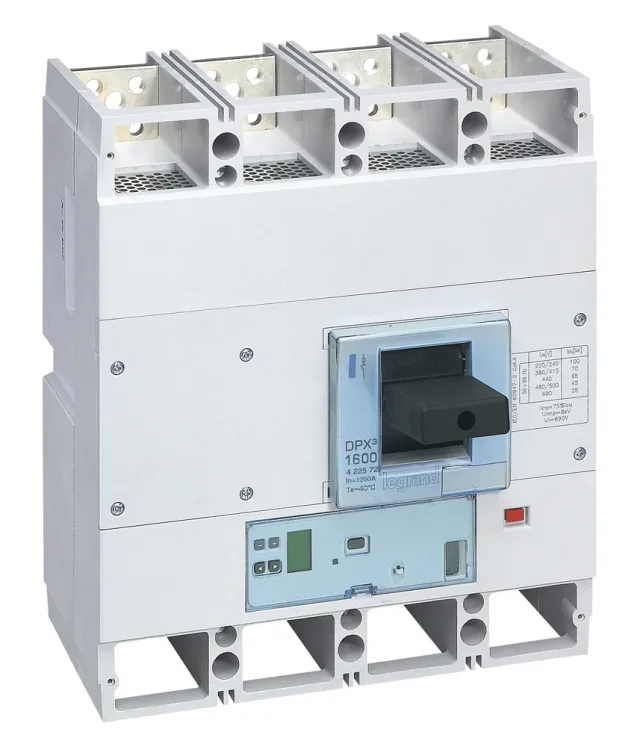 Disjoncteur électronique S1 DPX³1600 pouvoir de coupure 70kA 400V~ – 4P – 1250A — Legrand — 422572