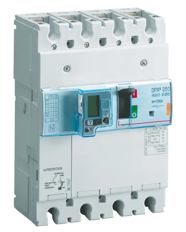 Disjoncteur magnétothermique DPX³250 pouvoir de coupure 36kA 400V~ – 3P – 100A — Legrand — 420235