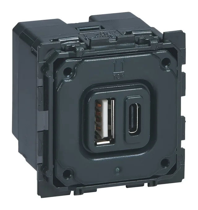 Legrand Céliane socket outlet — Black, 3A, 15W — 067465
