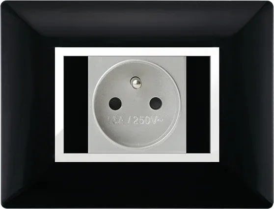 STIEL ALPHA Élégance for socket rectangular black cover plate with chrome trim