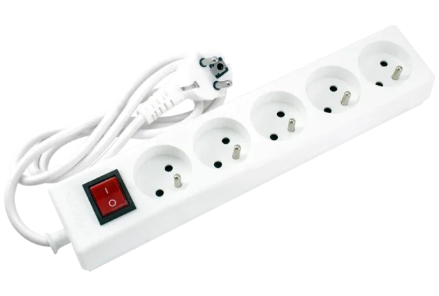 STIEL power strip white with switch – 5 sockets – 5m