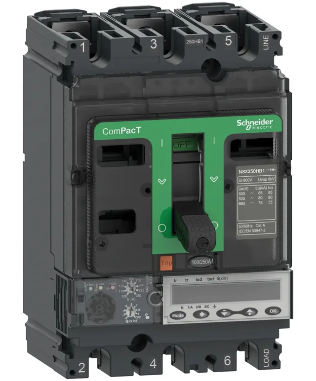 ComPacT NSX C25V36E160 circuit breaker — 3P, 160 A, MicroLogic 6.2 E