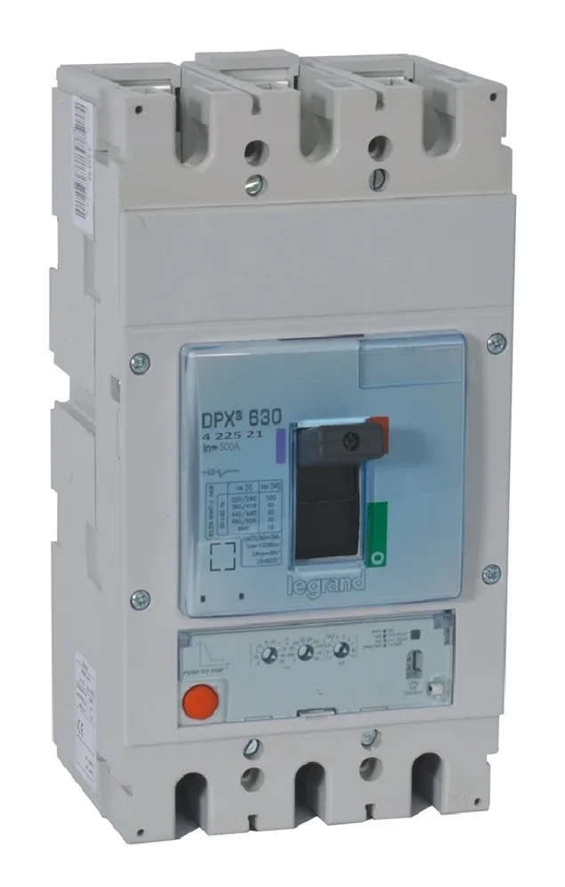 Legrand DPX³ 630 electronic S1 moulded-case circuit breaker — 500A, 3 poles, 70kA Icu at 400V, IP30 — 422521