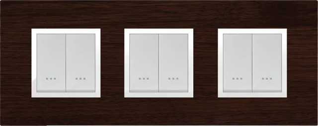STIEL ALPHA Prestige 6-module square solid walnut cover plate