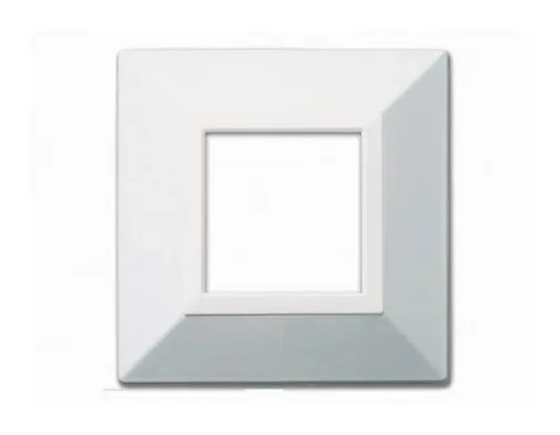 Plate ZAMA 44 square white metallic 2 modules — SOMEF 44PK22BMC