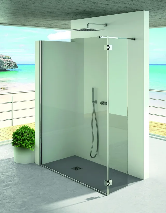 Shower enclosure Niagara fixed screen with one hinged return — SOPAL