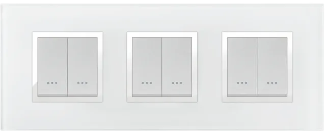 STIEL ALPHA Prestige 6-module square white glass cover plate