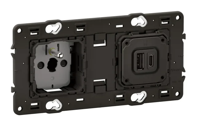 Prise double 2P+T Surface Confort + 2 USB Type-A + Type-C Céliane précâblée – 20W Power Delivery — Legrand
